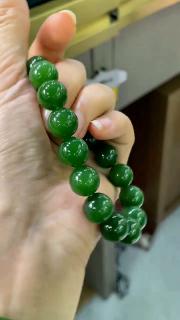 豆蔻时光收藏级8mm和田玉碧玉手链高水头无黑苹果绿阳绿玉石手串男女